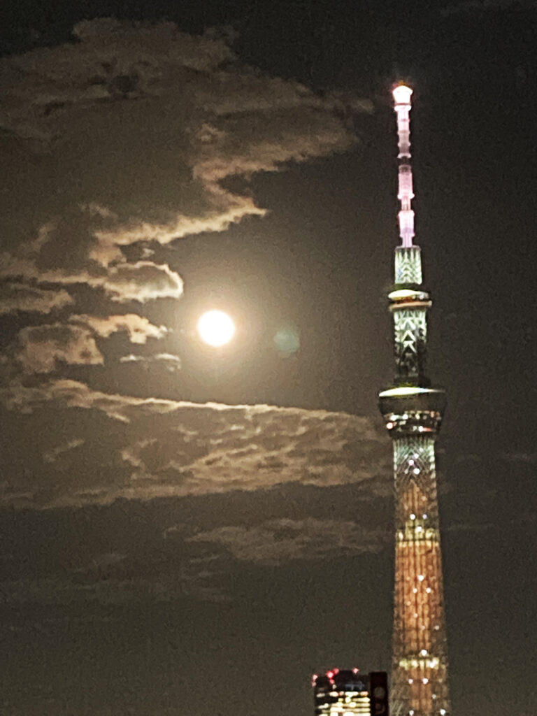 Full Harvest Moon and the Tokyo Skytree