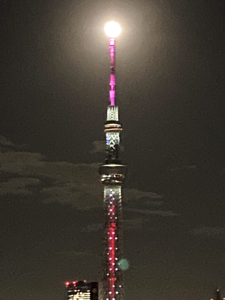 Full Harvest Moon on the Tokyo Skytree
