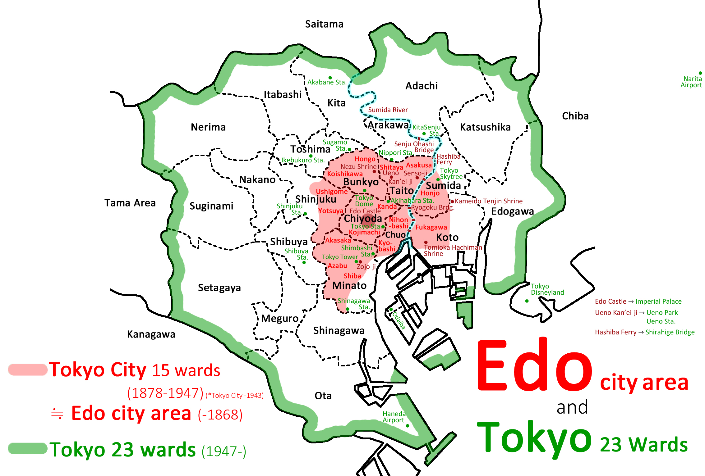 Edo and Tokyo Map